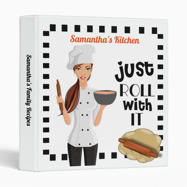 Just Roll With It Humourous Baking Recipe Binder (Front/Spine)