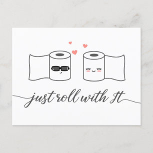 Just Roll With It Postponed Wedding Announcement Postcard