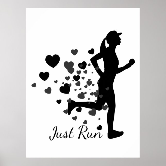 Just Run Custom Name Runners Marathon Racing Event Poster (Front)