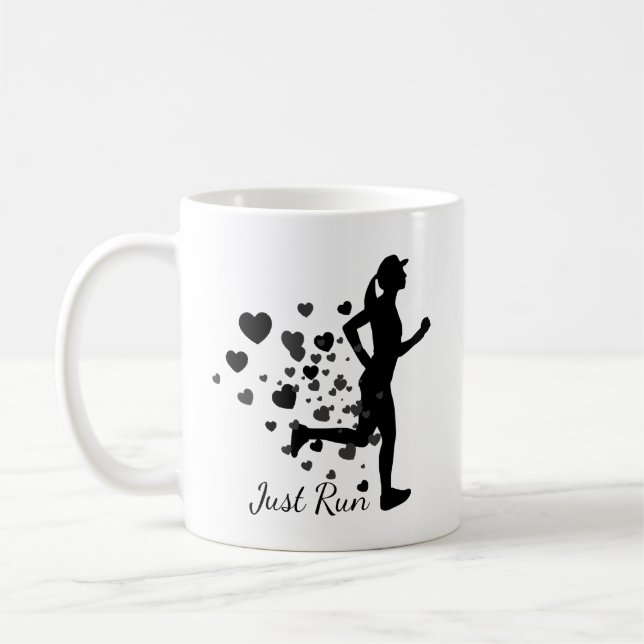 Just Run Fun Love Running Heart Coffee Mug (Left)