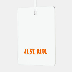 JUST RUN Sports Check Pattern Orange Track Fun Metal Ornament