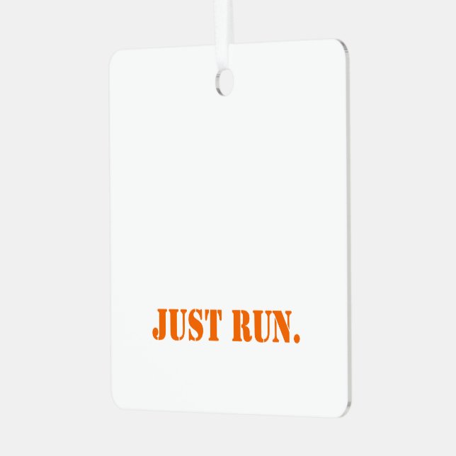 JUST RUN Sports Check Pattern Orange Track Fun Metal Ornament (Front Left)