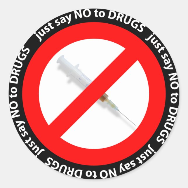 Just say no to drugs classic round sticker (Front)