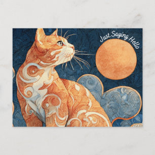 Just Saying Hello Cat Postcard