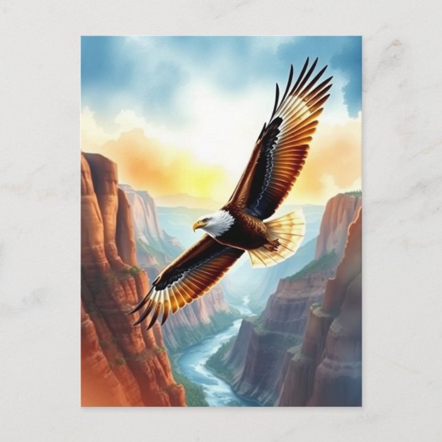 Just Saying Hi  | Eagle Soaring over Canyon Postcard (Front)
