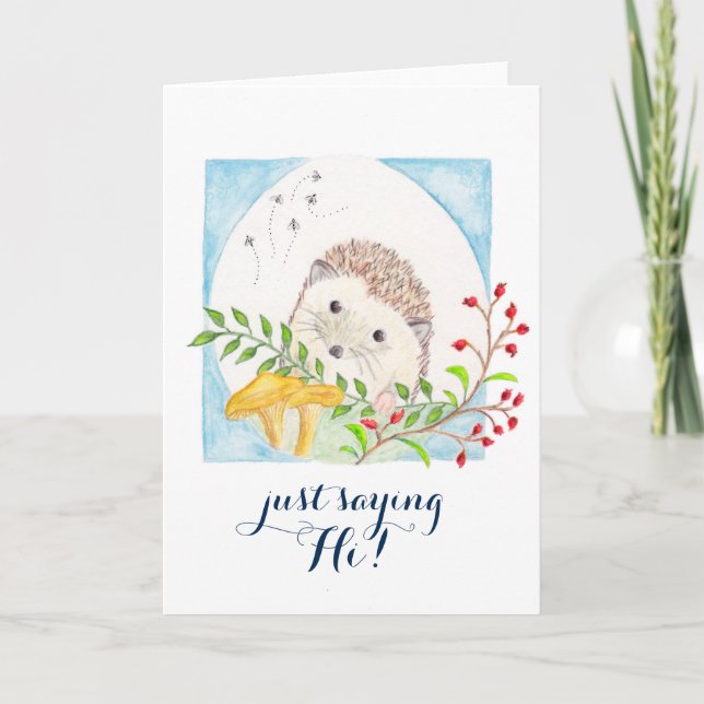 Just Saying Hi Hedgeghog greeting card (Front)