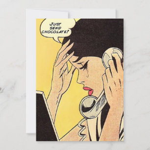 Just Send Chocolate Vintage comic art Holiday Card