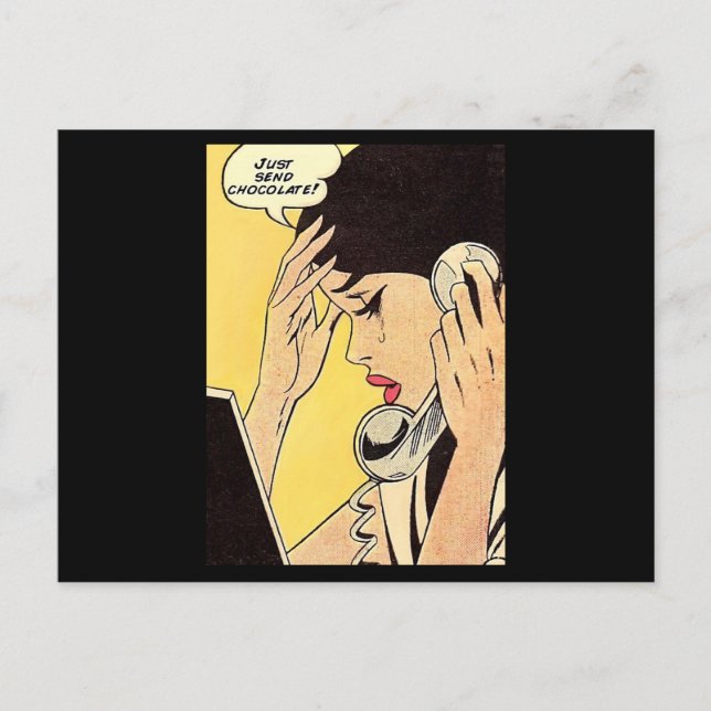 Just Send Chocolate Vintage comic art Postcard (Front)