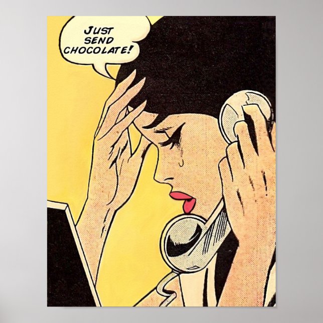 Just Send Chocolate Vintage comic art Poster (Front)
