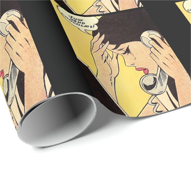 Just Send Chocolate Vintage comic art Wrapping Paper (Roll Corner)