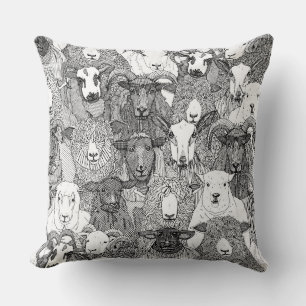 just sheep black white throw pillow