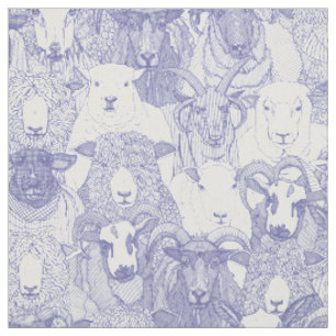 just sheep periwinkle blue white fabric