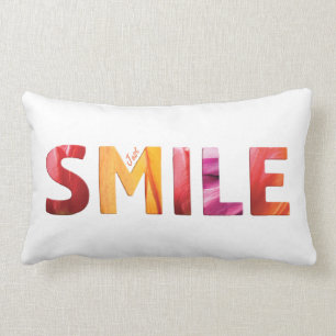 Just Smile Happy Quote 04 Lumbar Pillow