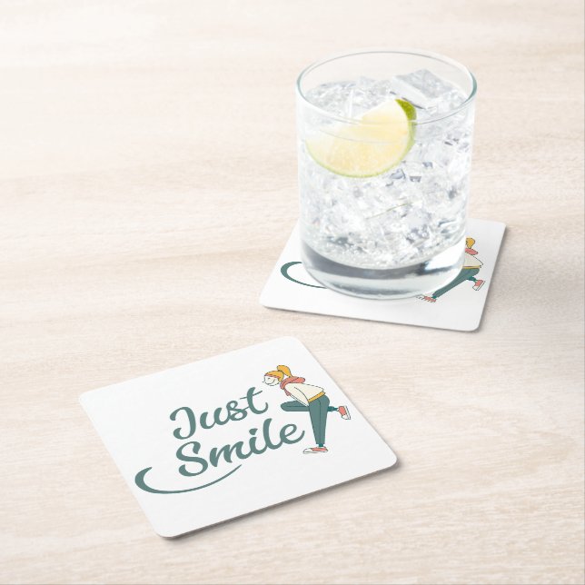 Just Smile Square Paper Coaster (Insitu)