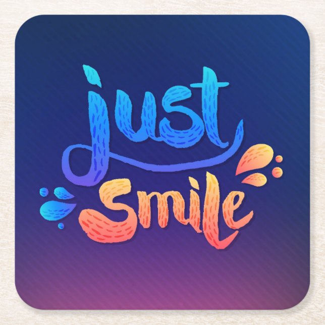 Just Smile Square Paper Coaster (Front)