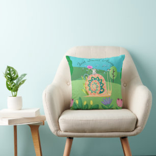 Just Snail Away Cute Snail Throw Pillow