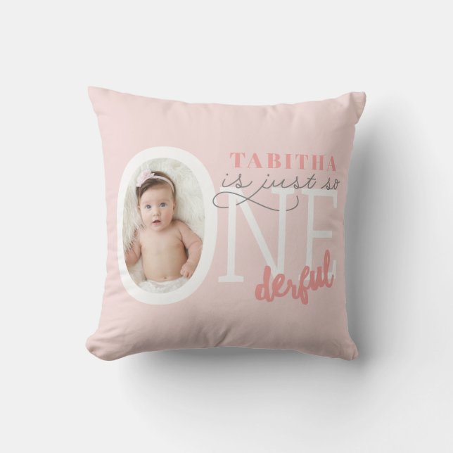 just so ONEderful Throw Pillow (Front)