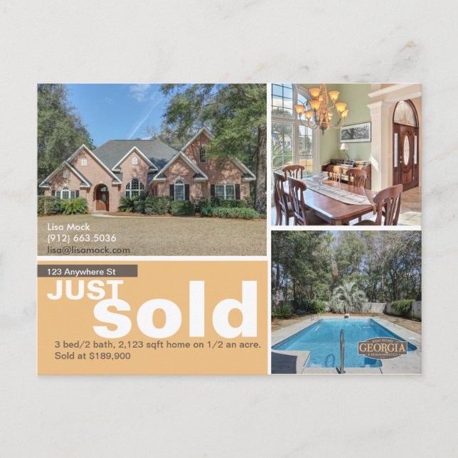 Just Sold Large photo Announcement Postcard (Front)