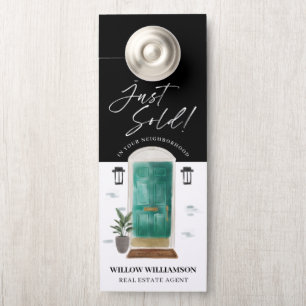 Just Sold Real Estate Agent Jade Watercolor Door Hanger
