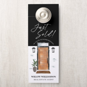 Just Sold Real Estate Agent Wood Watercolor Door Hanger