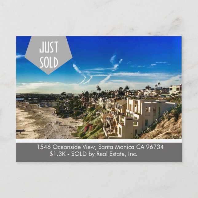 JUST SOLD  Real Estate postcard (Front)