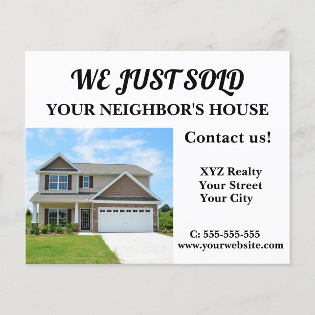 Just Sold Realtor Real Estate Marketing  Flyer (Front)