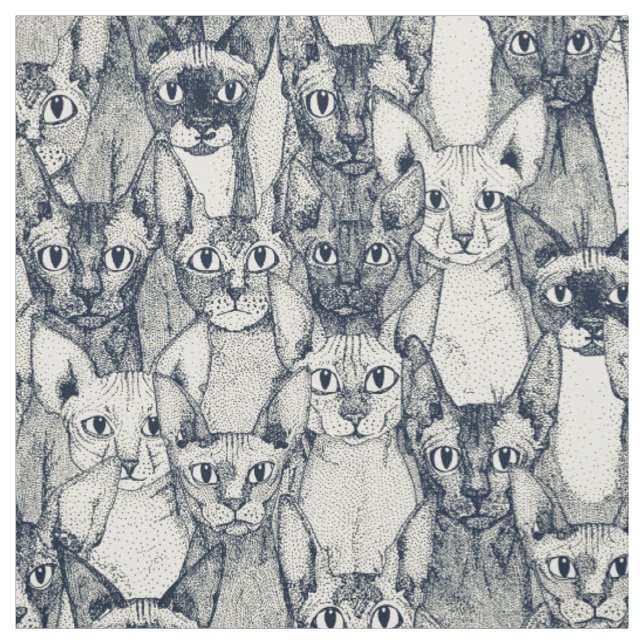 just sphynx cats indigo pearl fabric (Swatch)