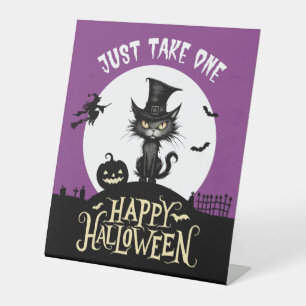 Just take one halloween black cat candy sign