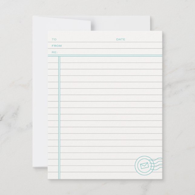 Just the Facts Stationery - Turquoise Note Card (Front)