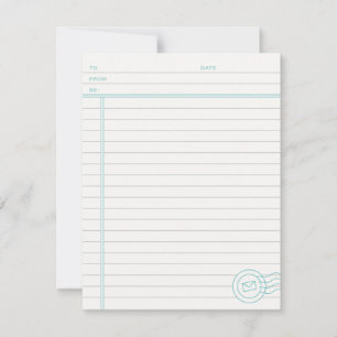 Just the Facts Stationery - Turquoise Note Card
