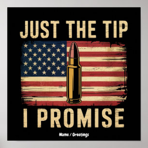 Just The Tip I Promise Funny Gun Owner USA Flag Poster