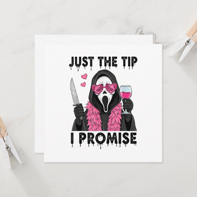 Just The Tip I Promise Funny Horror Invitation (Front/Back In Situ)