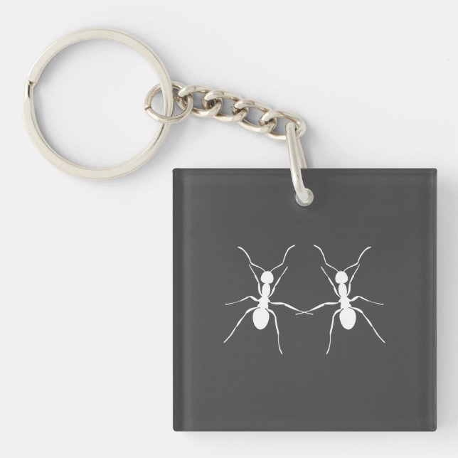 Just the Two of Us. Fun Ant couple design Keychain (Front)