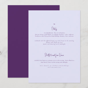 Just the Two of Us Lavender Wedding Detail  Invitation