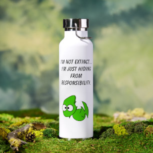 Just Tired Funny Dragon or Pterodactyl Cartoon Water Bottle