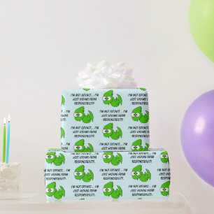 Just Tired Funny Dragon or Pterodactyl Cartoon Wrapping Paper