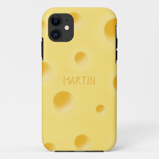 Just Too Cheesy! Swiss Cheese Personalized Cute Case-Mate iPhone Case (Back)