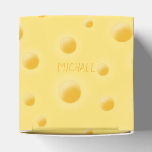 Just Too Cheesy! Swiss Cheese Personalized Name Favor Box (Top)
