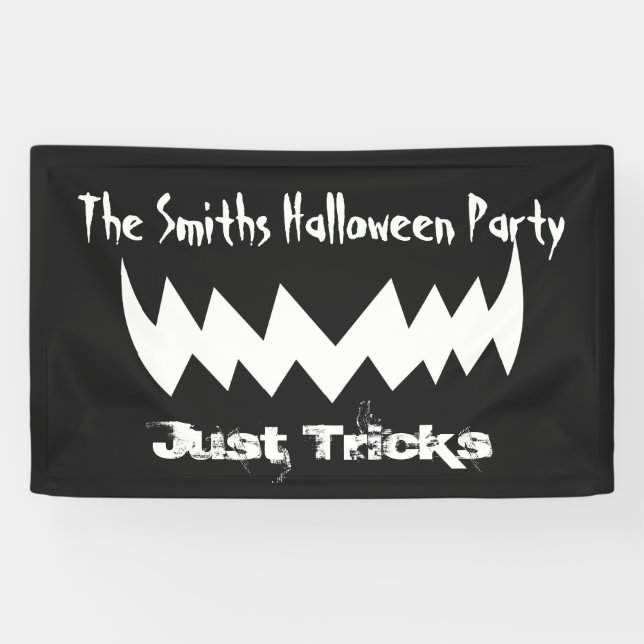 Just Tricks Evil Smile Halloween Banner (Horizontal)