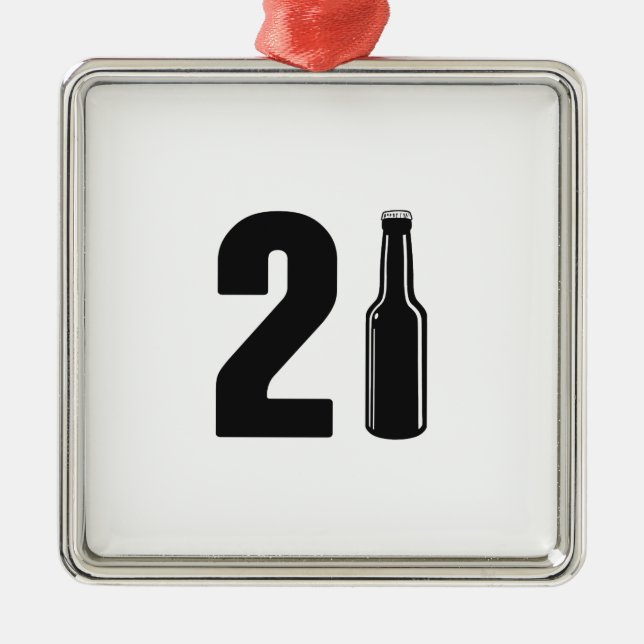 Just Turned 21 Beer Bottle 21st Birthday Metal Ornament (Front)
