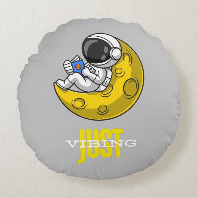 Just Vibing In Space Round Pillow (Front)