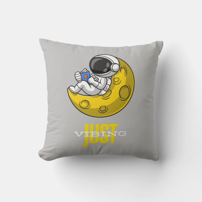 Just Vibing In Space Throw Pillow (Front)