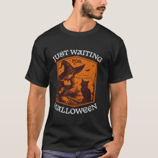 Just Waiting for Halloween Cat T Shirt
