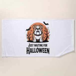 Just Waiting for Halloween Dog Beach Towel