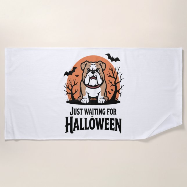 Just Waiting for Halloween Dog Beach Towel (Front)