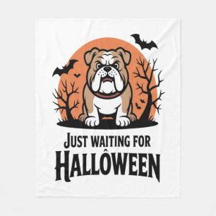 Just Waiting for Halloween Dog Fleece Blanket