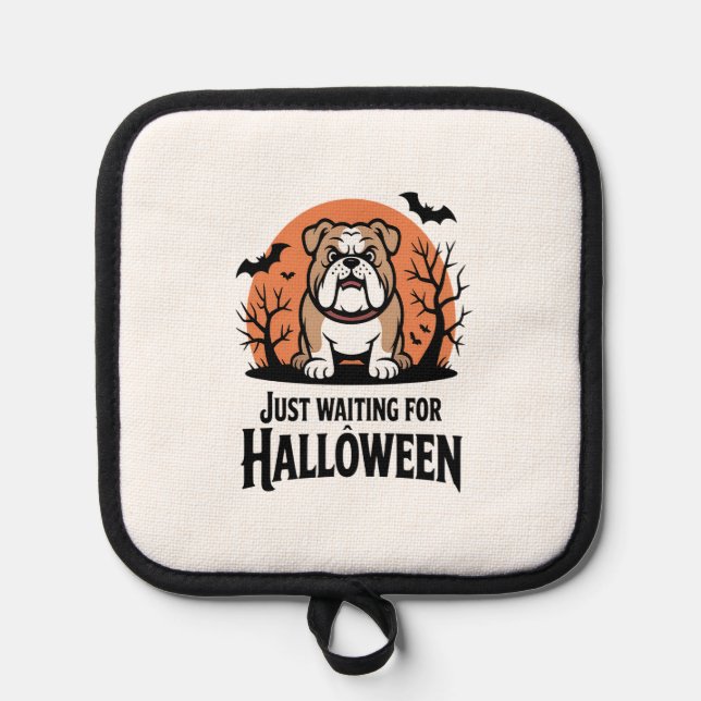 Just Waiting for Halloween Dog Pot Holder (Front)