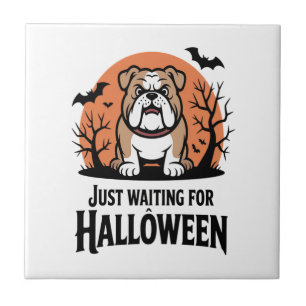 Just Waiting for Halloween Dog Tile