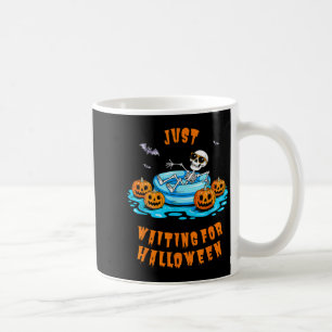 Just Waiting For Halloween Funny Skeleton Summer Coffee Mug