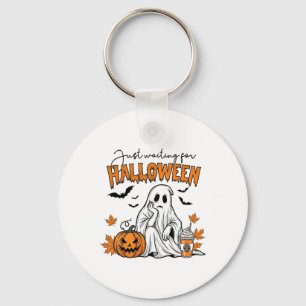 Just Waiting For Halloween Ghost Spooky Summer Vac Keychain